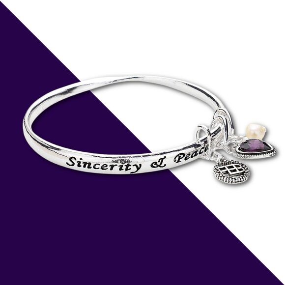 February Birthstone Sterling Silver Plated Bangle Stretch Bracelets Amethyst NEW - Picture 3 of 3